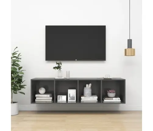 Sienas Tv Skapītis, Spīdīgi Pelēks, 37X37X142,5 Cm Vidaxl