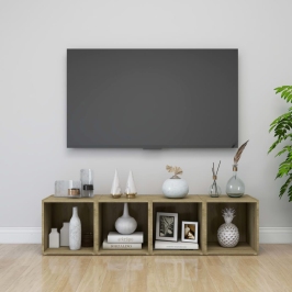 Tv Plaukti, 4 Gab., Ozolkoka, 37X35X37 Cm, Inženierijas Koks Vidaxl