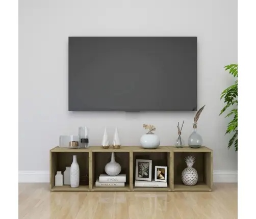 Tv Plaukti, 4 Gab., Ozolkoka, 37X35X37 Cm, Inženierijas Koks Vidaxl