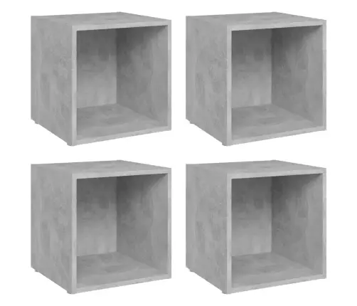 Tv Plaukti, 4 Gab., Betona Pelēki, 37X35X37Cm Inženierijas Koks Vidaxl