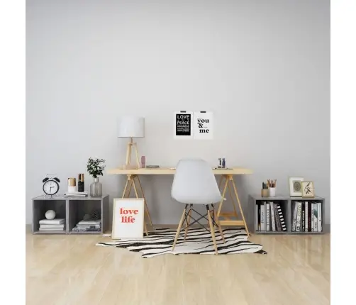 Tv Plaukti, 4 Gab., Betona Pelēki, 37X35X37Cm Inženierijas Koks Vidaxl