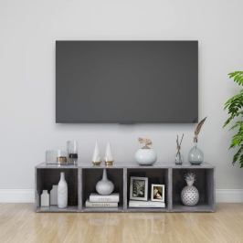 Tv Plaukti, 4 Gab., Betona Pelēki, 37X35X37Cm Inženierijas Koks Vidaxl