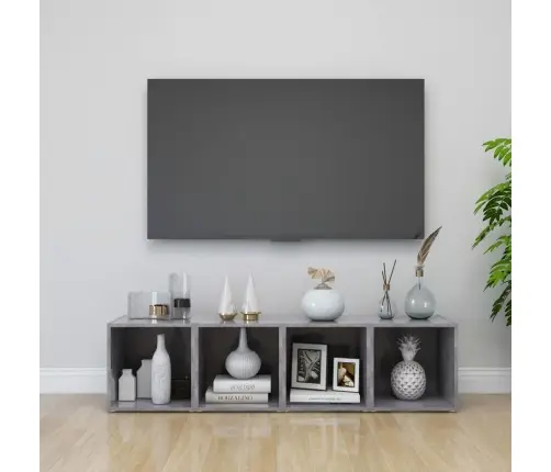 Tv Plaukti, 4 Gab., Betona Pelēki, 37X35X37Cm Inženierijas Koks Vidaxl