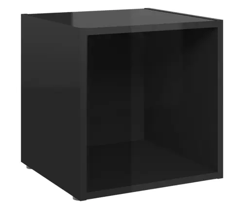 Tv Plaukti, 4 Gab., Spīdīgi Melni, 37X35X37Cm Inženierijas Koks Vidaxl