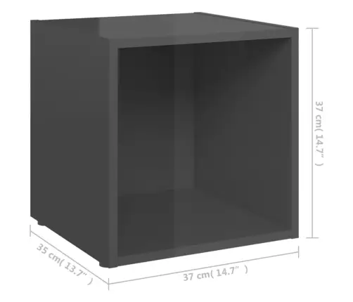 Tv Plaukti, 4 Gab., Spīdīgi Pelēki 37X35X37Cm Inženierijas Koks Vidaxl Tv Plaukti, 4 Gab., Spīdīgi Pelēki 37X35X37Cm Inženierijas Koks Vidaxl