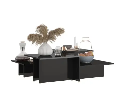 Kohvilaud 2 Tk, Kõrgläikega Must, 111,5 X 50 X 33 cm Tehispuit