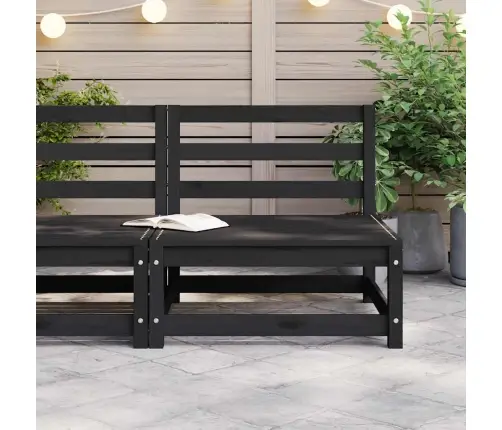 Vidējais Dārza Dīvāns, Melns, Priedes Masīvkoks Vidaxl