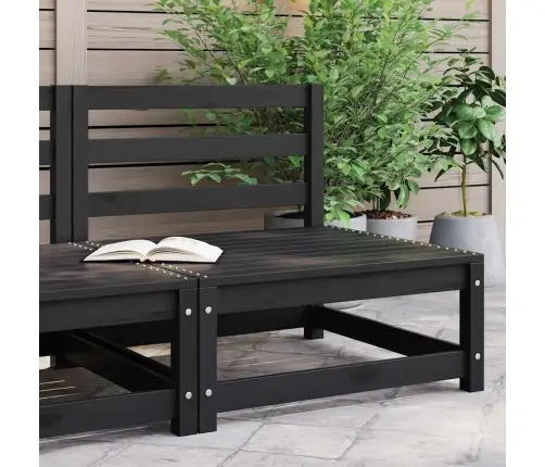 Vidējais Dārza Dīvāns, Melns, Priedes Masīvkoks Vidaxl