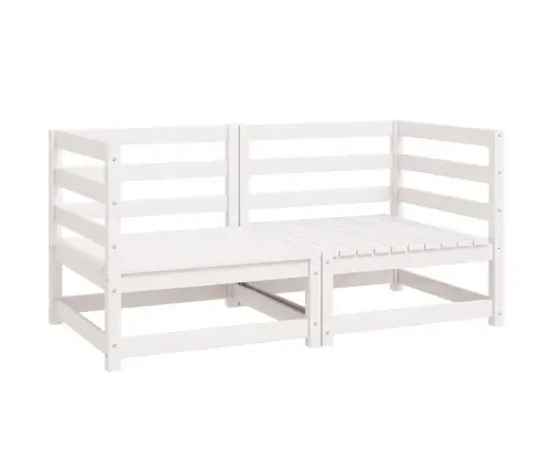 Kampinės Sodo Sofos, 2Vnt., Baltos, Pušies Medienos Masyvas