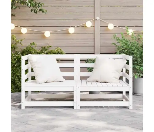 Kampinės Sodo Sofos, 2Vnt., Baltos, Pušies Medienos Masyvas