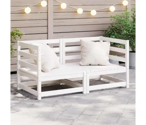 Kampinės Sodo Sofos, 2Vnt., Baltos, Pušies Medienos Masyvas