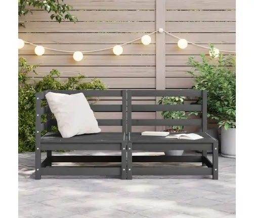 Sodo Poilsio Baldų Komplektas, 2 Dalių, Pilkas, Pušies Masyvas