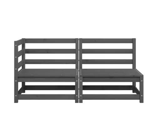 Sodo Poilsio Baldų Komplektas, 2 Dalių, Pilkas, Pušies Masyvas