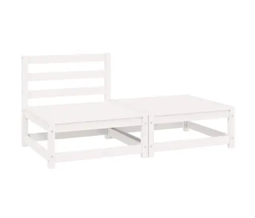 Sodo Poilsio Baldų Komplektas, 2 Dalių, Baltas, Pušies Masyvas