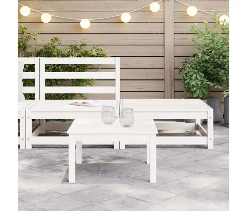 Sodo Poilsio Baldų Komplektas, 2 Dalių, Baltas, Pušies Masyvas