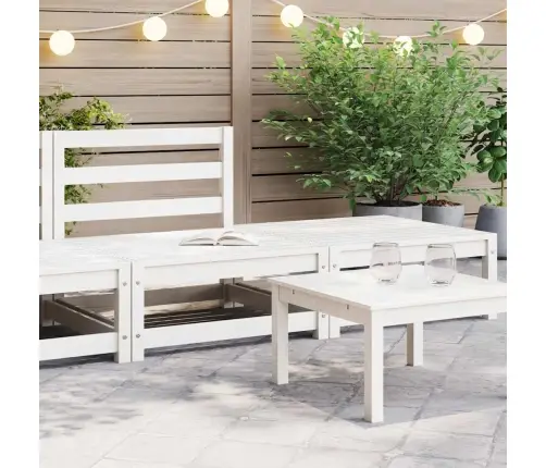 Sodo Poilsio Baldų Komplektas, 2 Dalių, Baltas, Pušies Masyvas