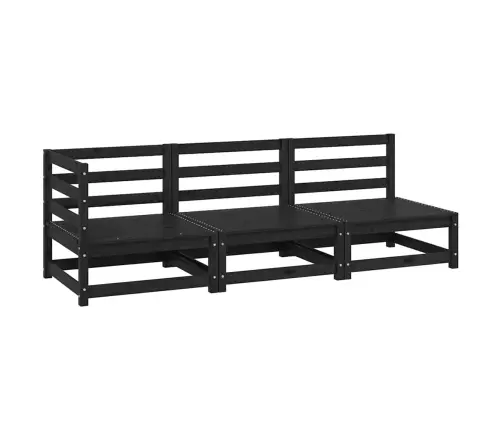 3-Daļīgs Dārza Atpūtas Mēbeļu Komplekts, Melns Priedes Koks Vidaxl