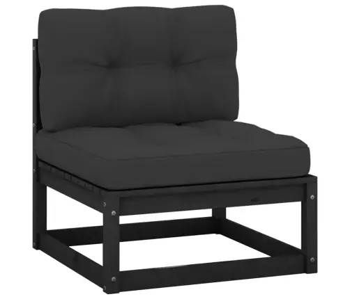 Dārza Vidējais Dīvāns Ar Pelēkiem Matračiem, Priedes Masīvkoks Vidaxl