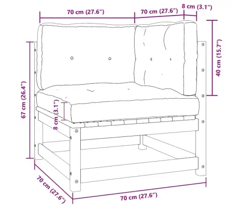 2-Vietīgs Dārza Dīvāns Ar Matračiem, Balts Priedes Masīvkoks Vidaxl