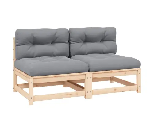 Vidējie Dārza Dīvāni Ar Matračiem, 2 Gab., Priedes Masīvkoks Vidaxl