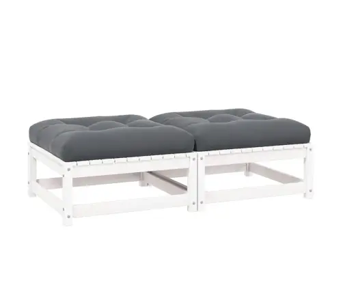 Dārza Soliņi Ar Matračiem, 2 Gab., Balts Priedes Masīvkoks Vidaxl