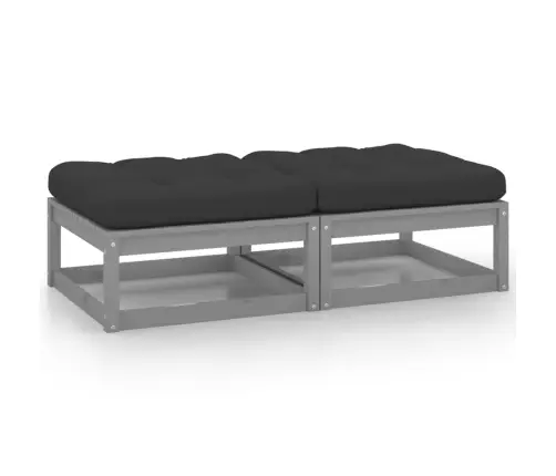 Dārza Soliņi Ar Matračiem, 2 Gab., Pelēks Priedes Masīvkoks Vidaxl