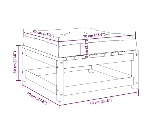 Dārza Soliņi Ar Matračiem, 2 Gab., Pelēks Priedes Masīvkoks Vidaxl