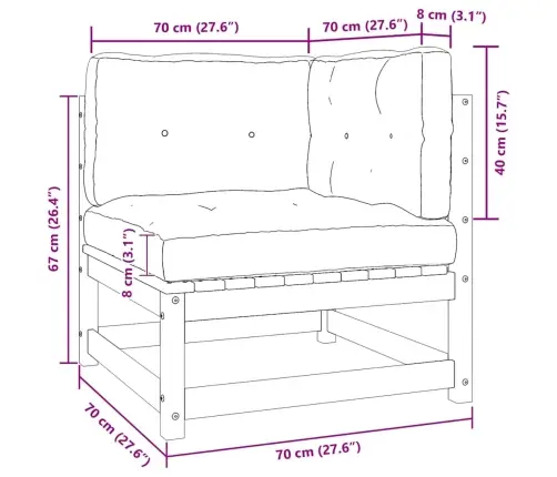 2-Osaline Aiamööbli Komplekt Istmepatjadega, Valge, Männipuit