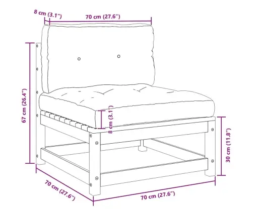 2-Osaline Aiamööblikomplekt Patjadega, Hall, Täismännipuit