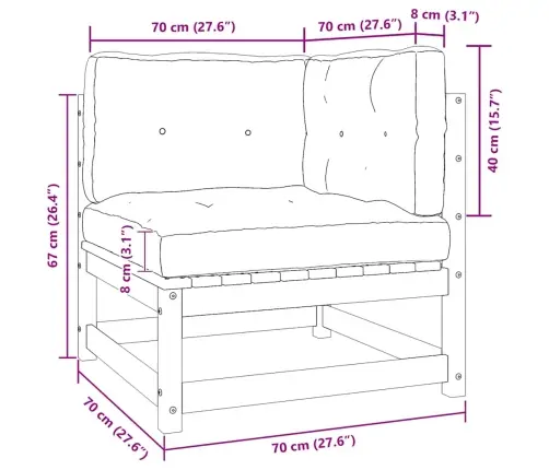 2-Daļīgs Dārza Atpūtas Mēbeļu Komplekts Ar Matračiem, Priede Vidaxl