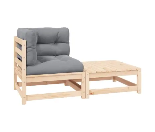 2-Daļīgs Dārza Atpūtas Mēbeļu Komplekts Ar Matračiem, Priede Vidaxl