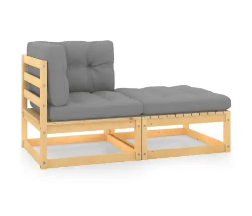 2-Daļīgs Dārza Atpūtas Mēbeļu Komplekts Ar Matračiem, Priede Vidaxl