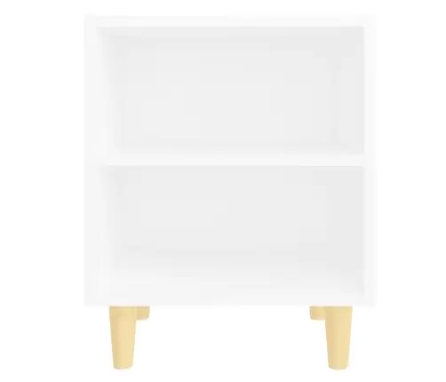 Naktsskapīši Ar Koka Kājām, 2 Gab., Balti, 40X30X50 Cm Vidaxl