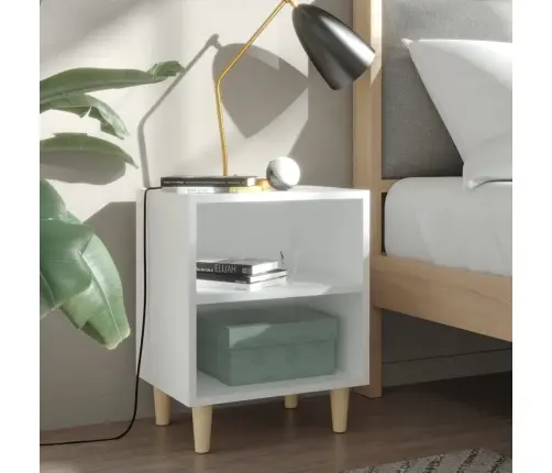 Naktsskapīši Ar Koka Kājām, 2 Gab., Balti, 40X30X50 Cm Vidaxl