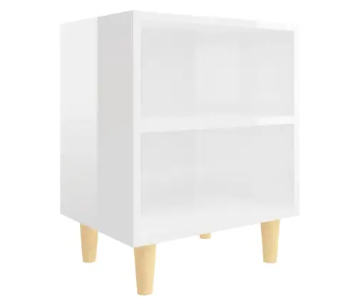 Naktsskapīši, 2 Gab., Koka Kājas, Spīdīgi Balti, 40X30X50 Cm Vidaxl