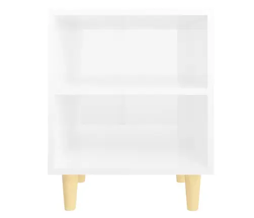 Naktsskapīši, 2 Gab., Koka Kājas, Spīdīgi Balti, 40X30X50 Cm Vidaxl