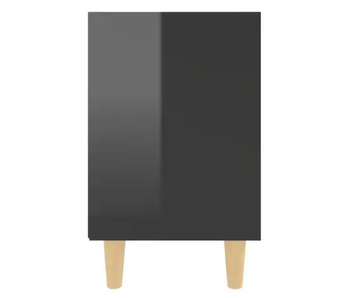 Naktinė Spintelė Su Medinėmis Kojelėmis, Juoda, 40X30X50Cm