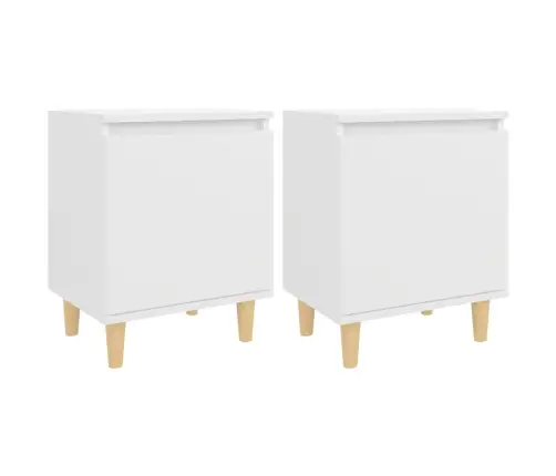 Naktinės Spintelės Su Kojelėmis, 2Vnt., Baltos, 40X30X50Cm Naktinės Spintelės Su Kojelėmis, 2Vnt., Baltos, 40X30X50Cm