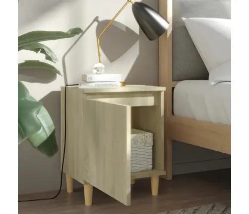 Naktsskapītis Ar Koka Kājām, Ozolkoka Krāsa, 40X30X50 Cm Vidaxl