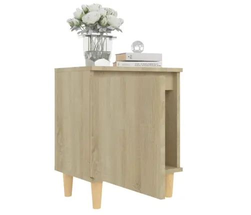 Naktsskapītis Ar Koka Kājām, Ozolkoka Krāsa, 40X30X50 Cm Vidaxl