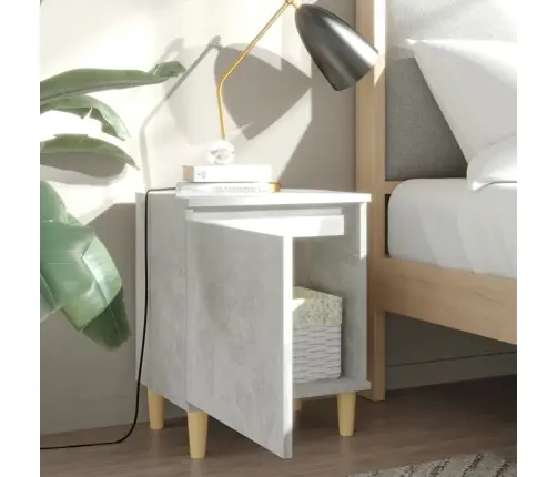 Naktsskapītis Ar Koka Kājām, Betona Pelēks, 40X30X50 Cm Vidaxl Naktsskapītis Ar Koka Kājām, Betona Pelēks, 40X30X50 Cm Vidaxl