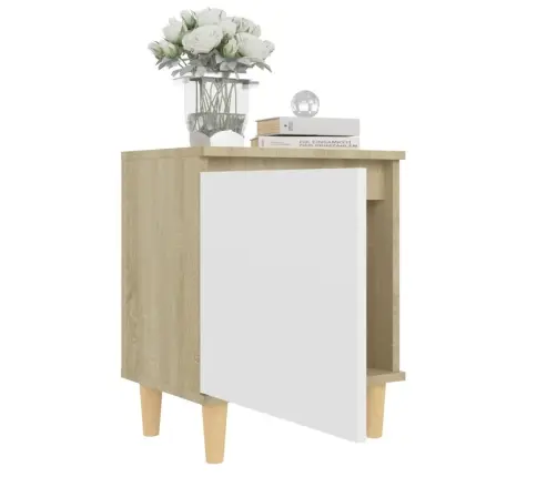 Naktsskapīši Ar Koka Kājām, 2 Gab., Ozolkoka Krāsa, 40X30X50 Cm Vidaxl