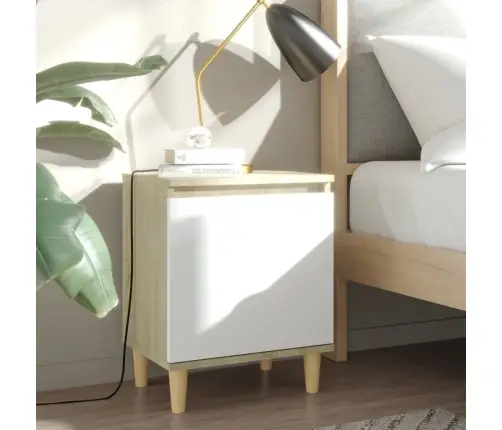 Naktsskapīši Ar Koka Kājām, 2 Gab., Ozolkoka Krāsa, 40X30X50 Cm Vidaxl