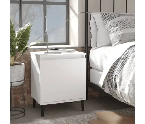 Naktsskapītis Ar Metāla Kājām, Balts, 40X30X50 Cm Vidaxl