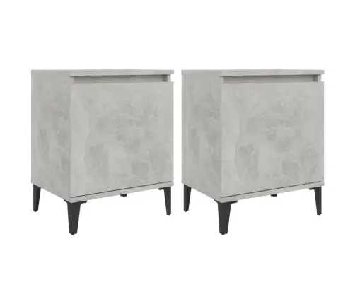 Naktsskapīši Ar Metāla Kājām, Betona Pelēki, 40X30X50 Cm Vidaxl