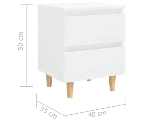 Naktsskapīši, 2 Gab., Priedes Koka Kājas, Balti, 40X35X50 Cm Vidaxl