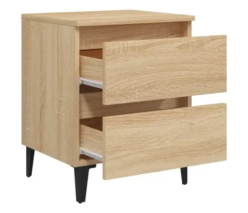 Naktinė Spintelė, Sonoma Spalva, Ąžuolo Mediena, Medžio Drožlių Plokštė, 40X35X50 Cm