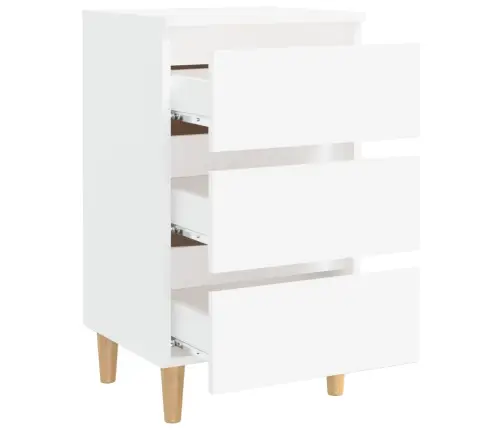 Naktinė Spintelė Su Medinėmis Kojelėmis, Balta, 40X35X69Cm Naktinė Spintelė Su Medinėmis Kojelėmis, Balta, 40X35X69Cm