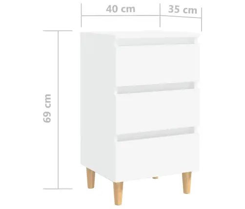 Naktinė Spintelė Su Medinėmis Kojelėmis, Balta, 40X35X69Cm Naktinė Spintelė Su Medinėmis Kojelėmis, Balta, 40X35X69Cm
