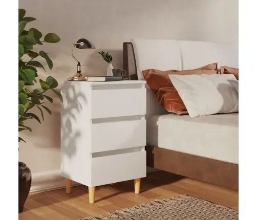 Naktinė Spintelė Su Medinėmis Kojelėmis, Balta, 40X35X69Cm Naktinė Spintelė Su Medinėmis Kojelėmis, Balta, 40X35X69Cm